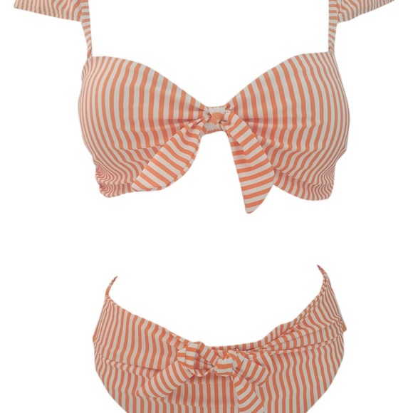 Sunnyside Peach & White Striped Bikini - Picture 6 of 7
